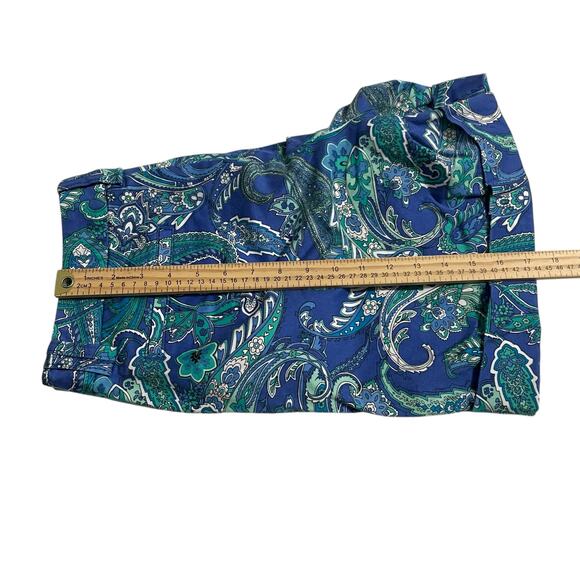 Lauren Ralph Lauren Womens Shorts Size 10 Blue Cuffed Paisley High Rise Zip Fly - Picture 9 of 9